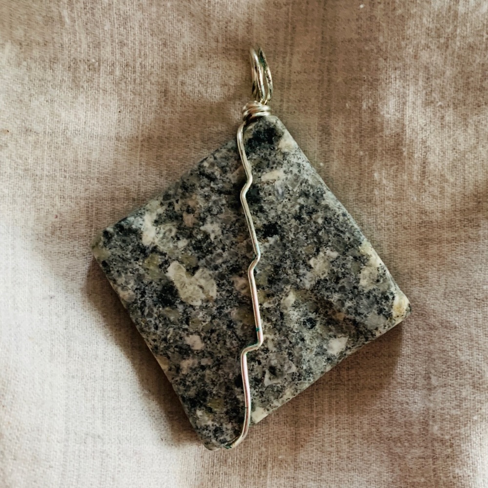 Stone and Silver Vintage Necklace Charm